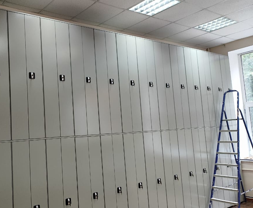 Закрытое хранение гербария в стеллажах с ячейками и дверями