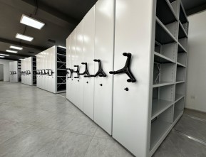 Система мобильных стеллажей в полукруглом помещении