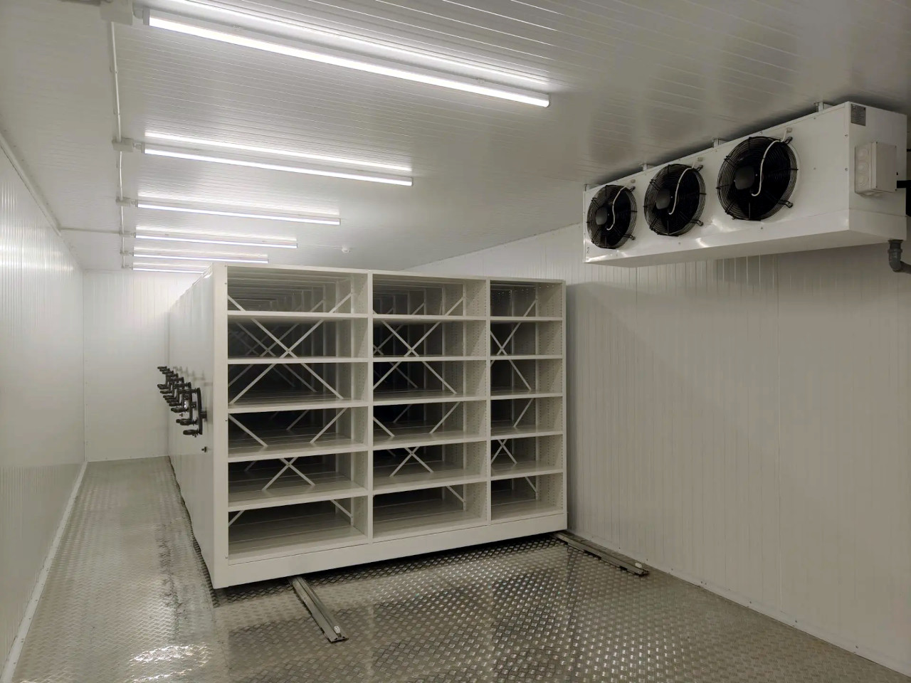 мобильные стеллажи в холодильное помещение